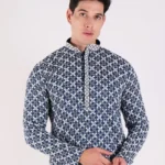 TheZyraWear Navy Blue Embroidered Kurta Set