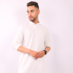 White Chikankari Sequinned Kurta Set