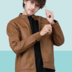 Men's Solid Leather Jacket – Brown