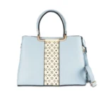 Stylish Sky Blue Handbag with Designer Panel