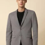 Men Grey Slim Fit Textured Casual Blazer