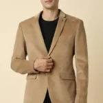 Men Brown Slim Fit Textured Casual Blazer