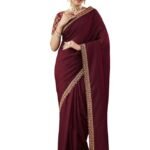 The Zyra Wear Navy Blue Banarasi Kanjivaram Art Silk Saree with Blouse