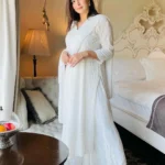 The Zyra Wear Women’s Cotton Chikankari Straight Fit Long Kurti Gown