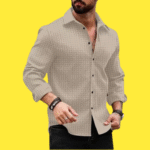 The Zyra Wear Men’s Textured Casual Button-Down Shirt